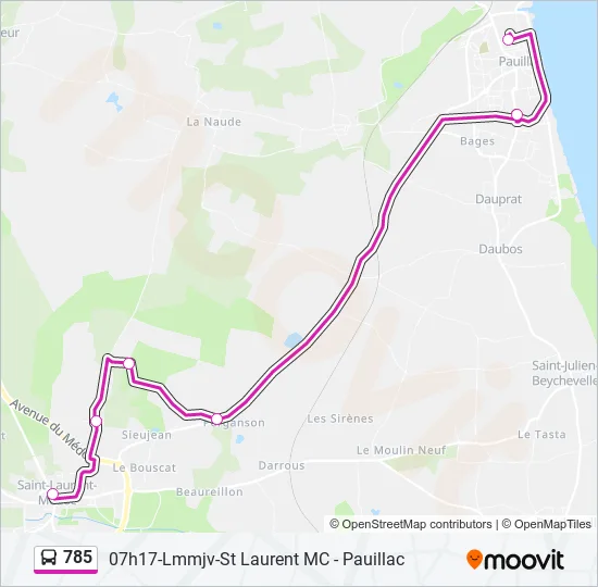 785 Bus Line Map