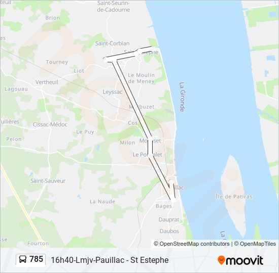 Plan de la ligne 785 de bus