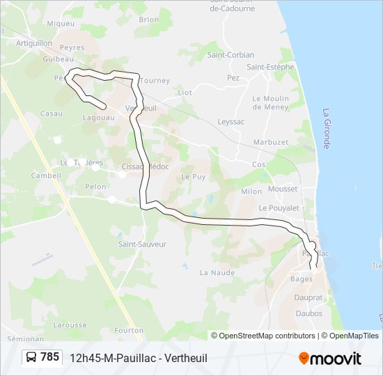 Plan de la ligne 785 de bus