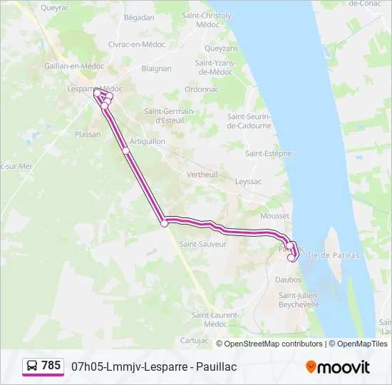 785 Bus Line Map