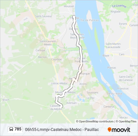 Mapa de 785 de autobús