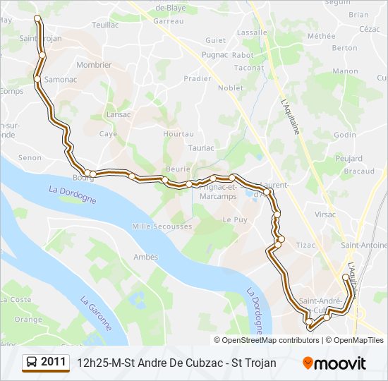 Plan de la ligne 2011 de bus