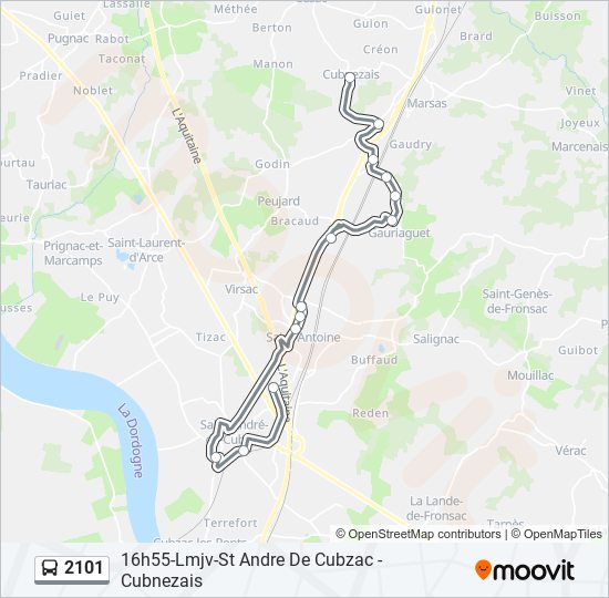 Plan de la ligne 2101 de bus