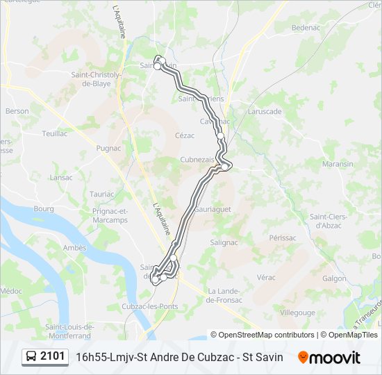 Plan de la ligne 2101 de bus