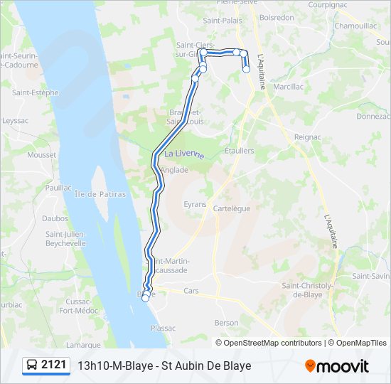 Plan de la ligne 2121 de bus