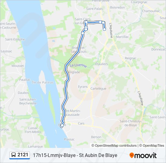 Plan de la ligne 2121 de bus