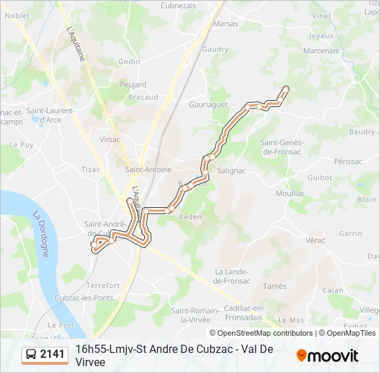 Plan de la ligne 2141 de bus