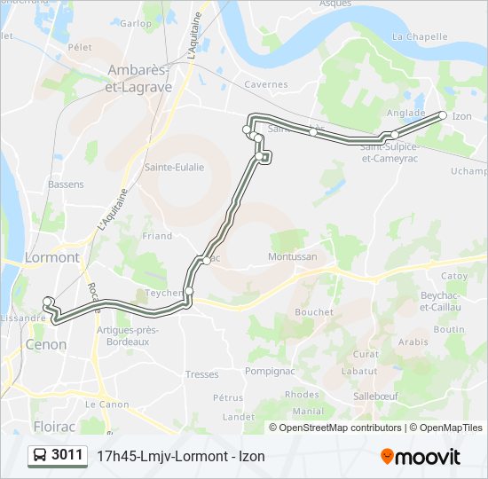 Plan de la ligne 3011 de bus