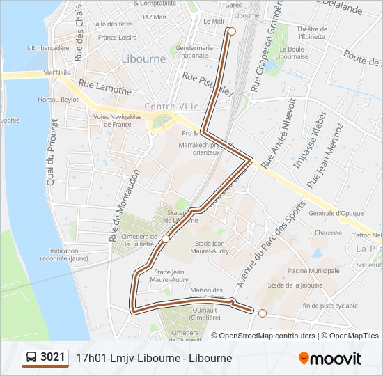 Plan de la ligne 3021 de bus