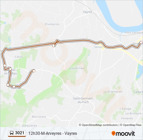 Plan de la ligne 3021 de bus