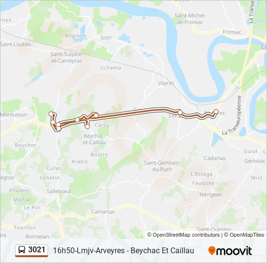 Plan de la ligne 3021 de bus