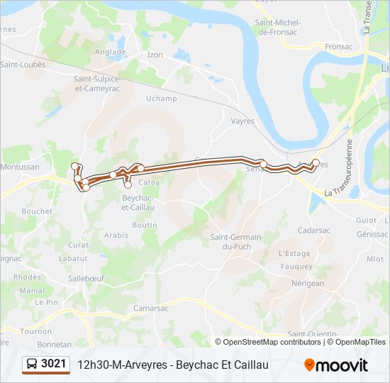 Plan de la ligne 3021 de bus