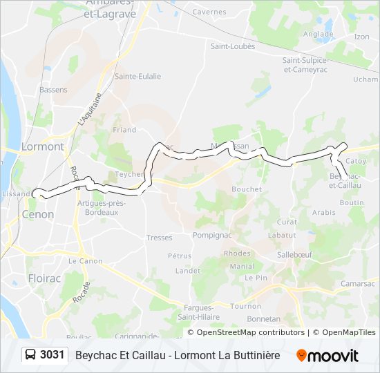 Plan de la ligne 3031 de bus