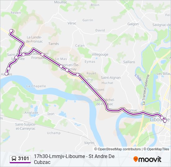 Plan de la ligne 3101 de bus