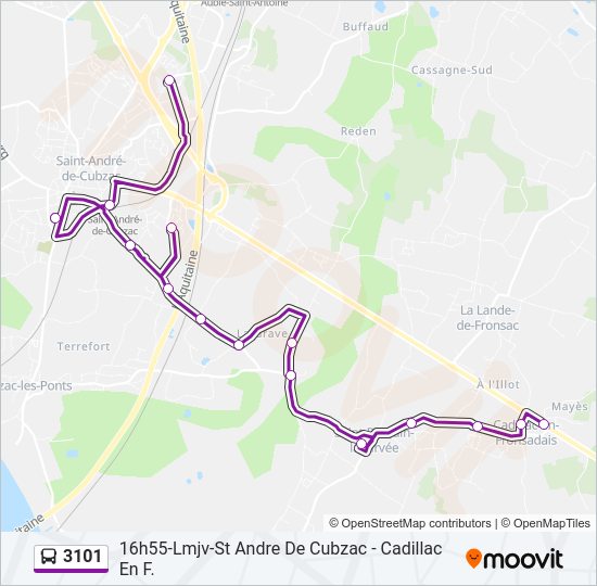 Plan de la ligne 3101 de bus