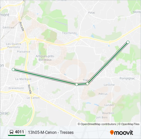 Plan de la ligne 4011 de bus