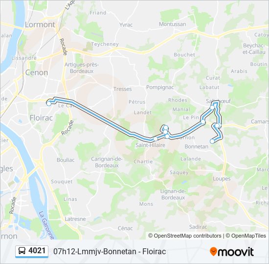 Plan de la ligne 4021 de bus