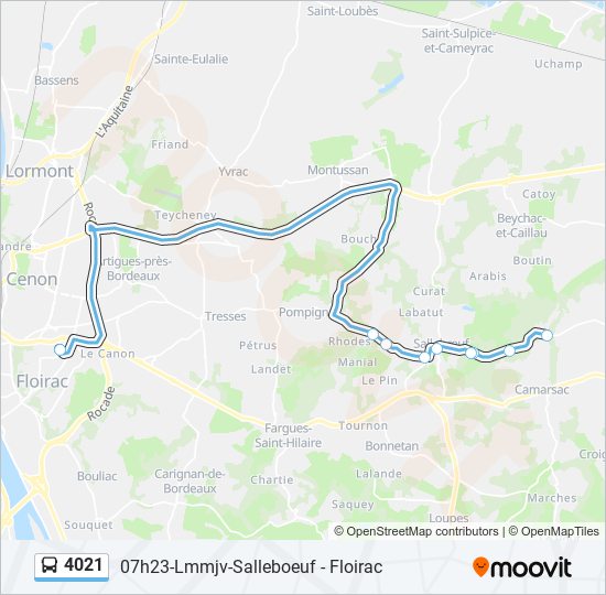 Plan de la ligne 4021 de bus