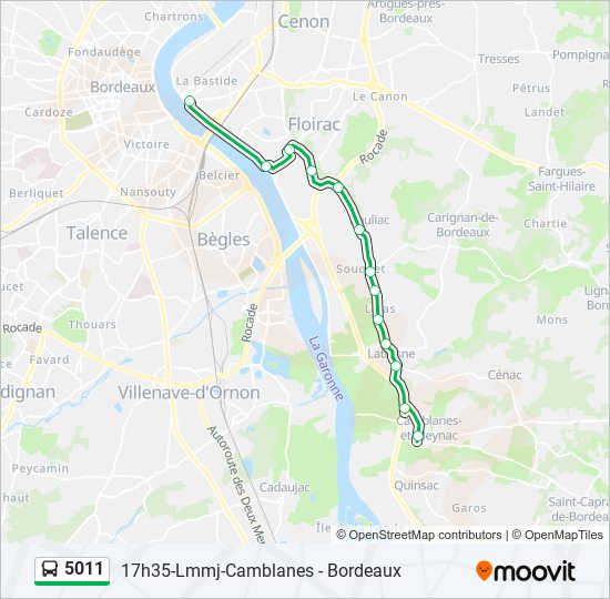 Plan de la ligne 5011 de bus