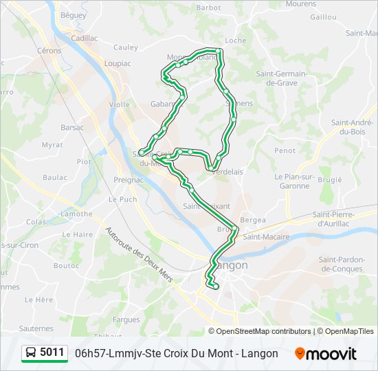 Plan de la ligne 5011 de bus