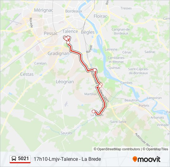 Plan de la ligne 5021 de bus