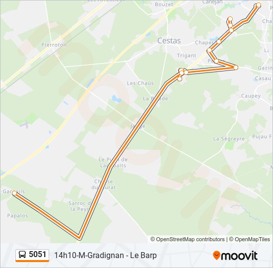 Plan de la ligne 5051 de bus