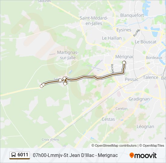 Plan de la ligne 6011 de bus