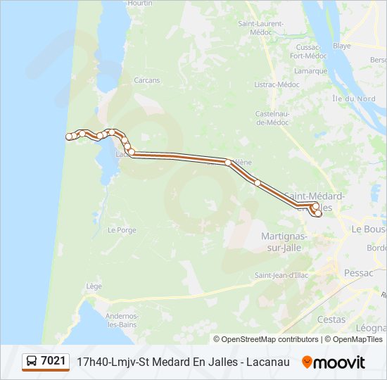 Plan de la ligne 7021 de bus