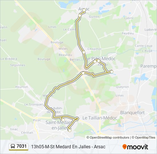 7031 bus Line Map