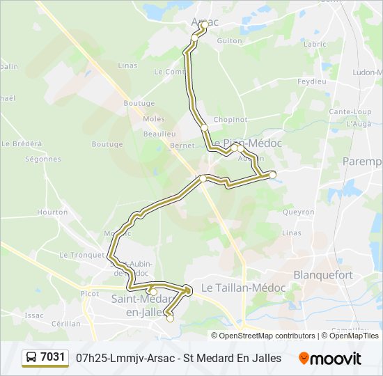 Plan de la ligne 7031 de bus