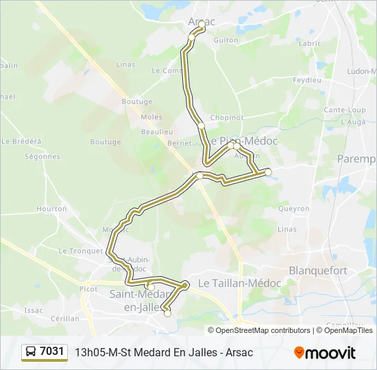 7031 Bus Line Map