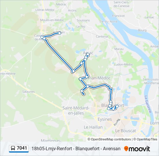 Mapa de 7041 de autobús