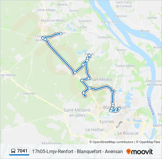 7041 Bus Line Map