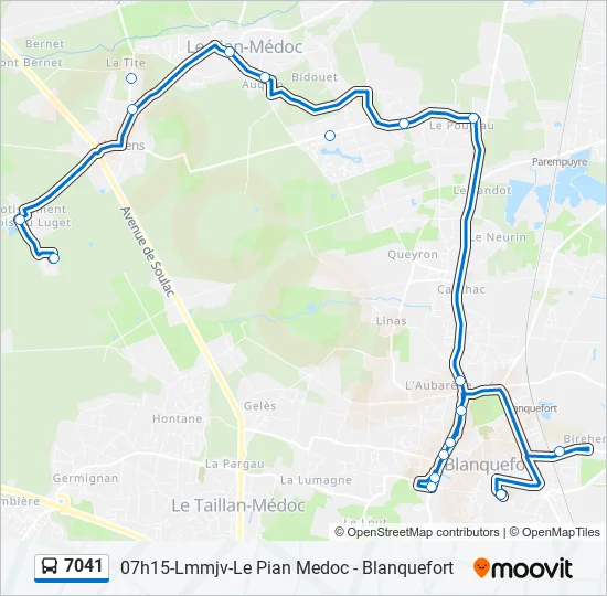 7041 Bus Line Map