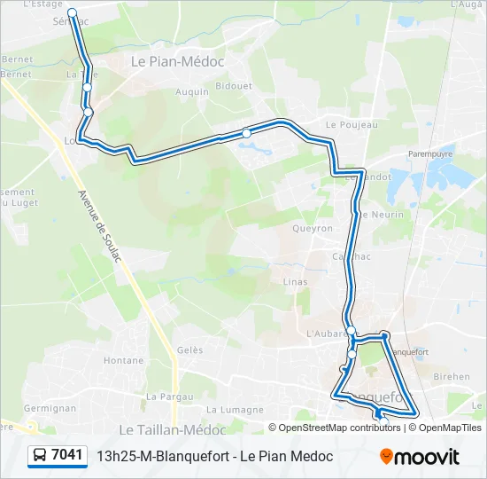 7041 Bus Line Map