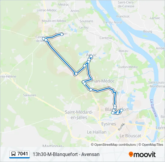 7041 Bus Line Map