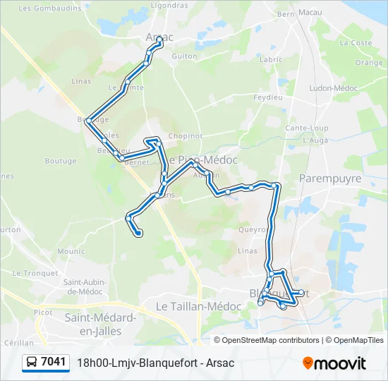 7041 Bus Line Map