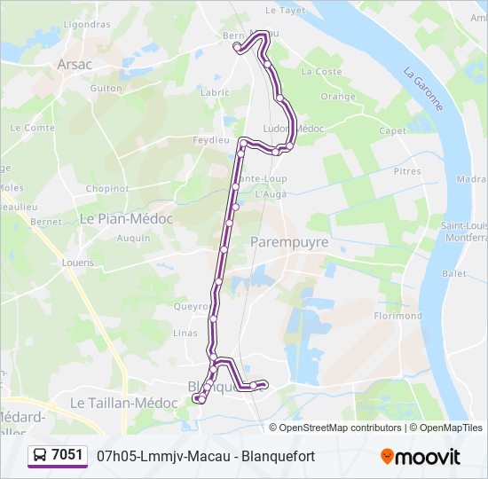 Plan de la ligne 7051 de bus