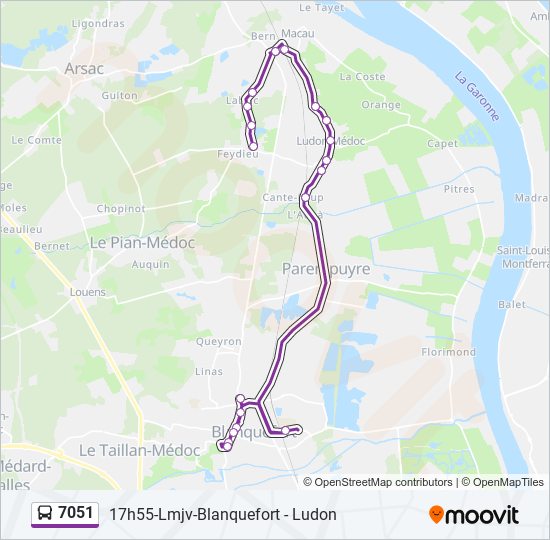 Plan de la ligne 7051 de bus