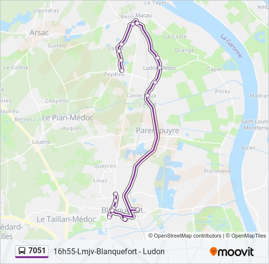 Plan de la ligne 7051 de bus