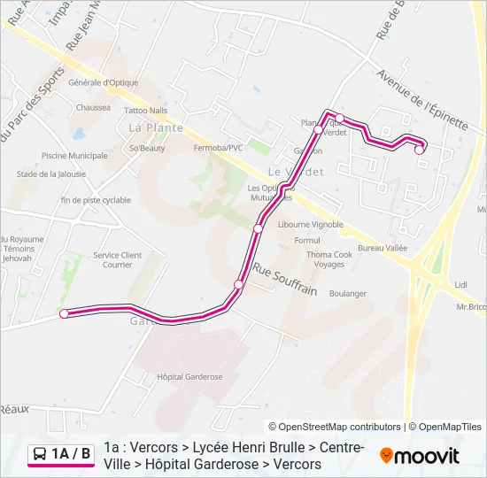 1A / B Bus Line Map