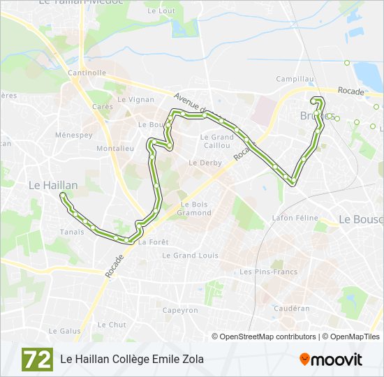 Plan de la ligne 72 de bus