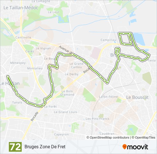 Plan de la ligne 72 de bus