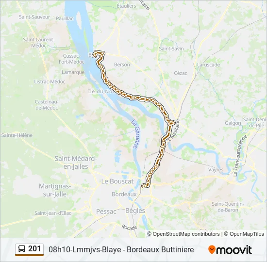201 Bus Line Map