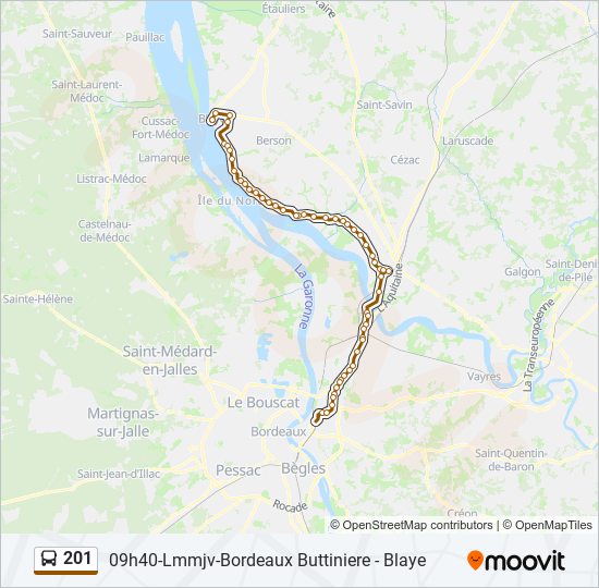 Plan de la ligne 201 de bus