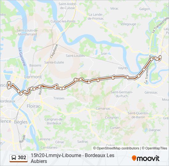 Mapa de 302 de autobús