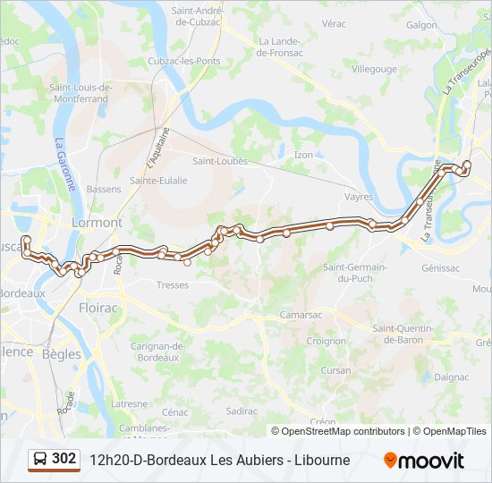 Plan de la ligne 302 de bus