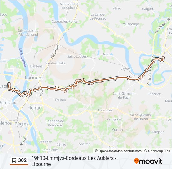 Plan de la ligne 302 de bus