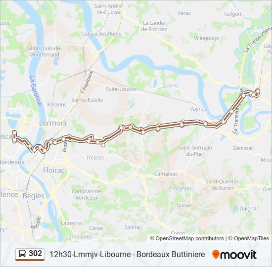 Plan de la ligne 302 de bus