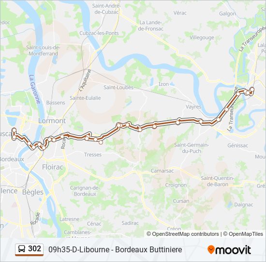 Plan de la ligne 302 de bus